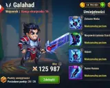 Galahad, wojownik z gry Hero Wars, z mocą 125 987, ma maksymalnie rozwinięte umiejętności.