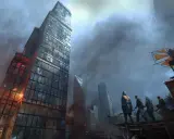 Grupa ocalałych na dachu obserwuje zniszczone miasto. To może być kluczowy moment w grze Dying Light 2 poradnik.