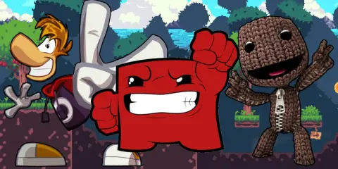 Rayman, Super Meat Boy i Sackboy z LittleBigPlanet - ikony gier platformowych PC, gotowi do akcji w pikselowym świecie.
