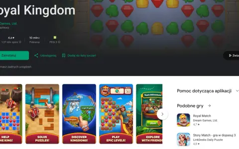 Gry na telefon po polsku: Royal Kingdom to gra typu dopasuj 3 z królami i klejnotami. Pomóż królowi, rozwiązuj zagadki i odkrywaj królestwa.