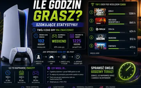Statystyki czasu gry na PS5: średnio 102h miesięcznie, najwięcej w weekend. Zobacz, ile godzin spędzasz na swoich ulubionych grach!