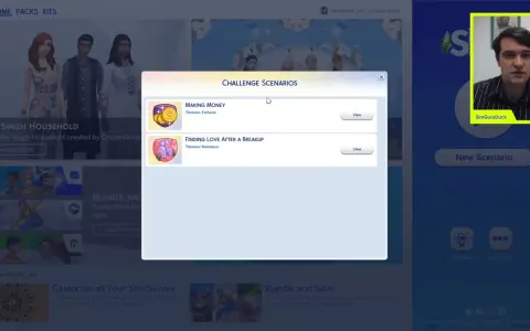 Wybieraj spośród scenariuszy w The Sims 4: "Robienie pieniędzy" lub "Znalezienie miłości po rozstaniu".