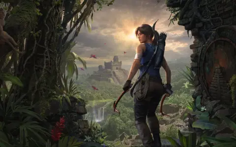 Lara Croft w dżungli, przed starożytną piramidą. To jedna z fajniejszych gier świata, pełna przygód i tajemnic.