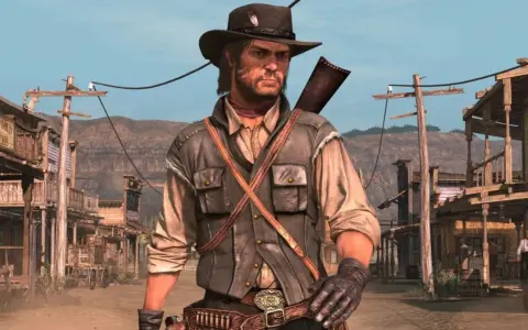 John Marston w kapeluszu i kamizelce, gotowy na przygody w świecie Red Dead Redemption na PS5.