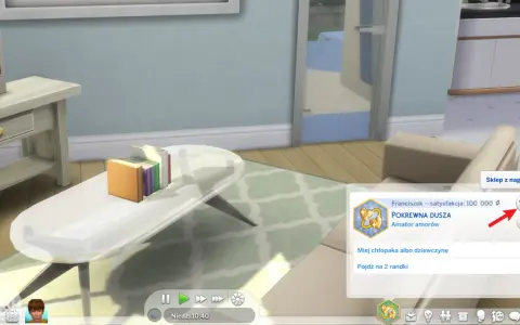The Sims 4: kod na punkty satysfakcji dla Franciszka, który ma 100 000 punktów.