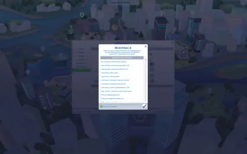 Okno modyfikacji w The Sims 3, gdzie widać listę pobranych plików CC, np. icemunmun_Canning_base.