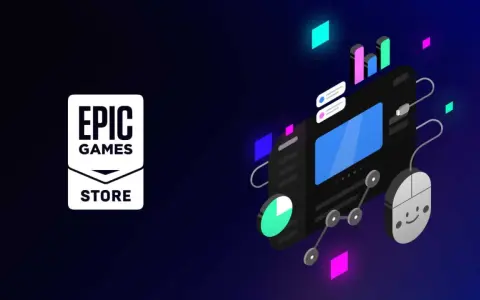 Logo Epic Games Store obok stylizowanej grafiki z myszką i wykresami. Idealne miejsce na **epic games darmowe gry**!