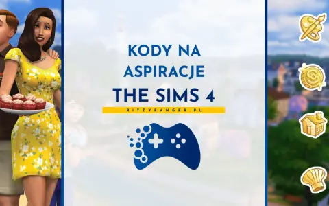 Kody na aspiracje The Sims 4. Uśmiechnięci Simowie z babeczkami, ikony gry i tło z miasteczkiem.