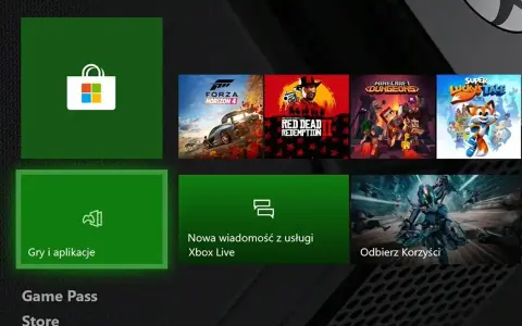 Ekran główny Xbox z grami: Forza Horizon 4, Red Dead Redemption, Minecraft Dungeons, Super Lucky's Tale. Szukasz darmowe gry na Xbox 360?