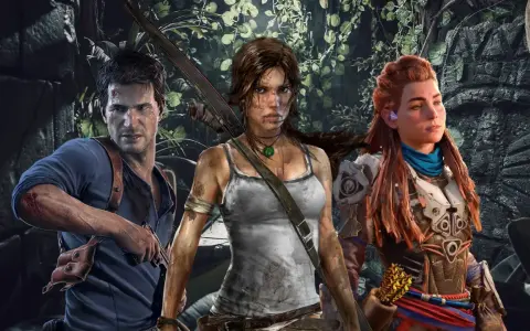 Nathan Drake, Lara Croft i Aloy - bohaterowie gier podobnych do Tomb Raider, gotowi na przygodę w dżungli.