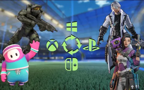 Master Chief, Fall Guy, i postacie z Borderlands i Final Fantasy symbolizują gry crossplay Xbox PC.