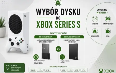 Porównanie dysków do Xbox Series S: karta rozszerzeń Seagate Storage Expansion vs dysk zewnętrzny USB 3.1. Wybierz pojemność dopasowaną do potrzeb.