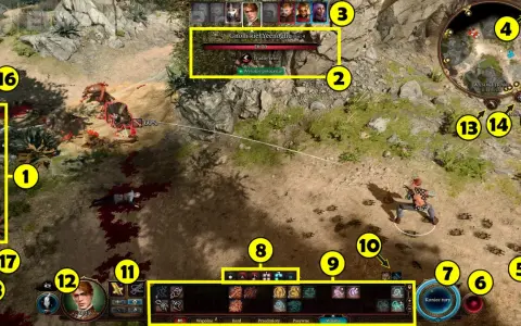 Bitwa w Baldur's Gate: drużyna walczy z gnollami. Widać interfejs gry, postacie i minimapę.