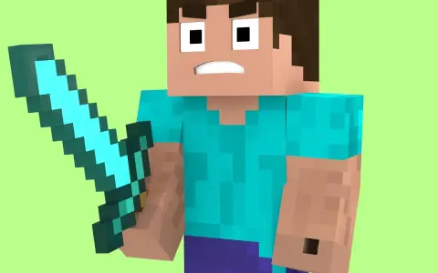Steve z Minecrafta z diamentowym mieczem, gotowy do tworzenia skina.