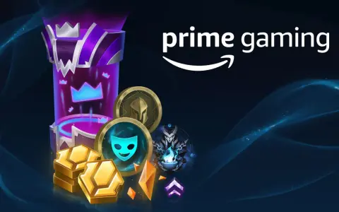 Nagrody z Prime Gaming dla graczy League of Legends: złote monety, ikony i fioletowy totem.