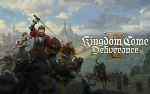 Bitwa w Kingdom Come: Deliverance II. Rycerze walczą mieczami i kuszą, a w tle widać zamek i kawalerię.