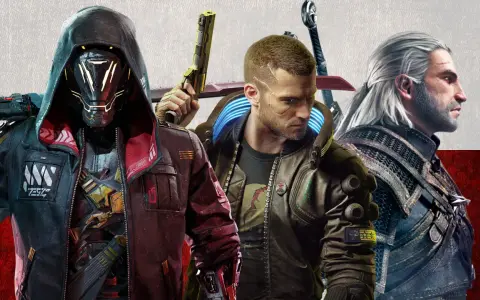 Trzech bohaterów z gier CD Projekt RED: V z Cyberpunk 2077, Geralt z Wiedźmina i postać z nadchodzącej gry. Duma polskich gier.