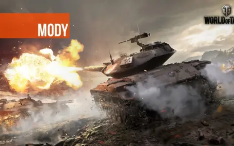 Mody do World of Tanks: czołg strzela, wybuchy i dym na polu bitwy.