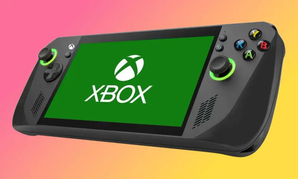 Nowy, czarny xbox handheld z zielonym ekranem i logo Xbox.