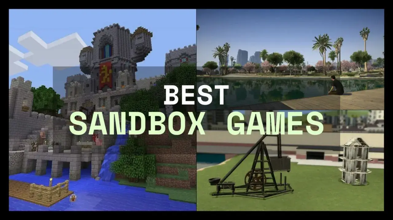 Najlepsze gry typu sandbox, w tym gra podobna do Minecrafta, z zamkiem i miastem nad wodą.