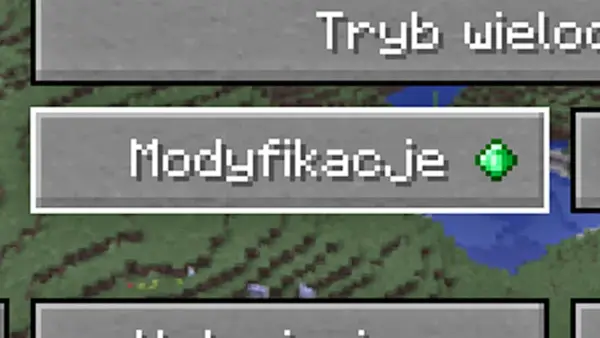 Ekran gry Minecraft z opcją "Modyfikacje", gdzie można dodawać nowe mody do gry.